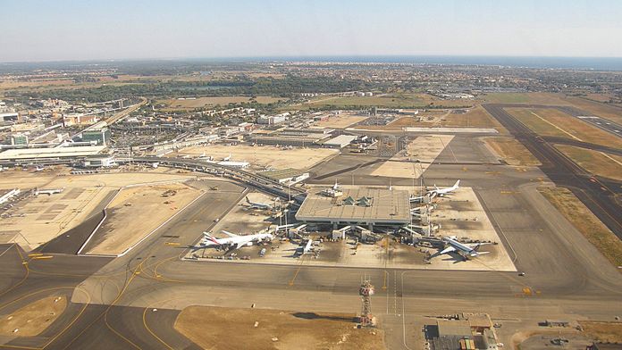 Vue aérienne de l'aéroport de Rome Fiumicino