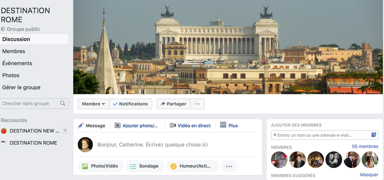 Rejoignez-nous sur le groupe Destination Rome !