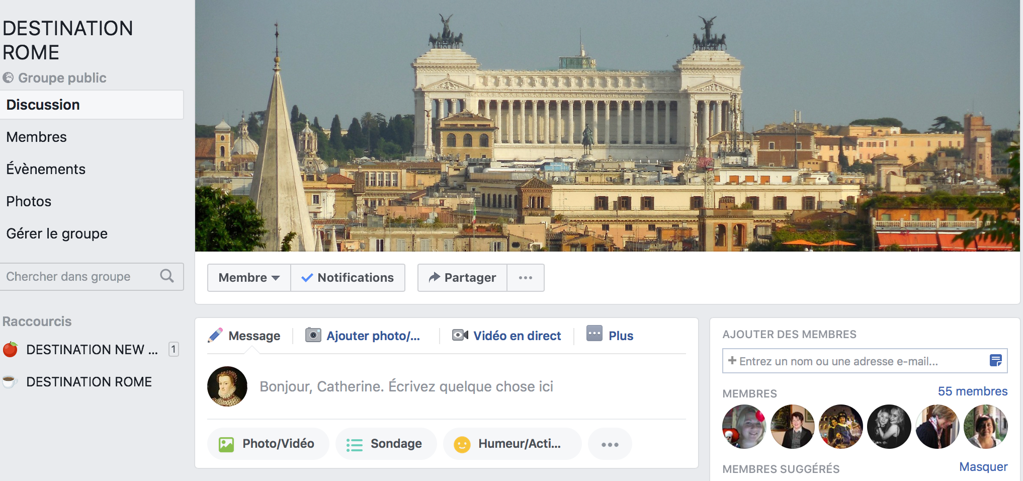 Rejoignez-nous sur le groupe Destination Rome !
