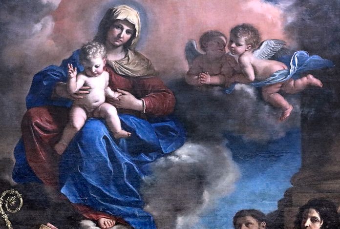 Nativité Vierge à l'enfant avec quatre saints.